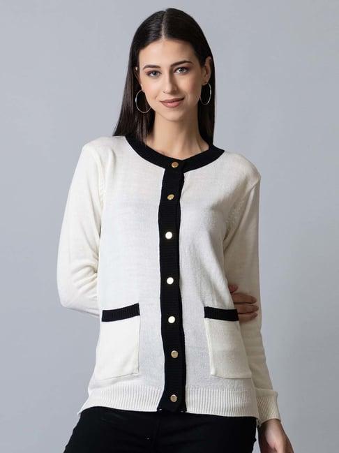 club york white color-block cardigan