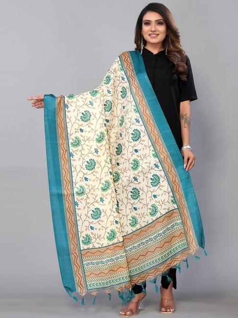 satrani cream printed dupatta