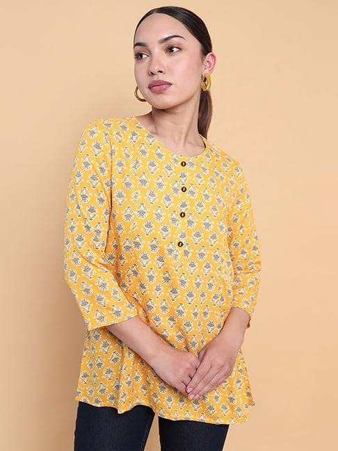 soch mustard floral print tunic