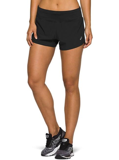 asics black plain sports shorts