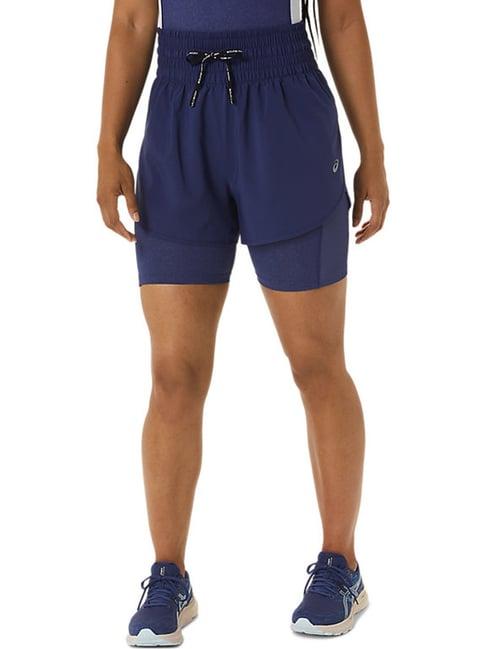 asics blue plain sports shorts