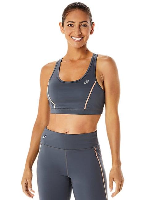 asics grey printed sports bra