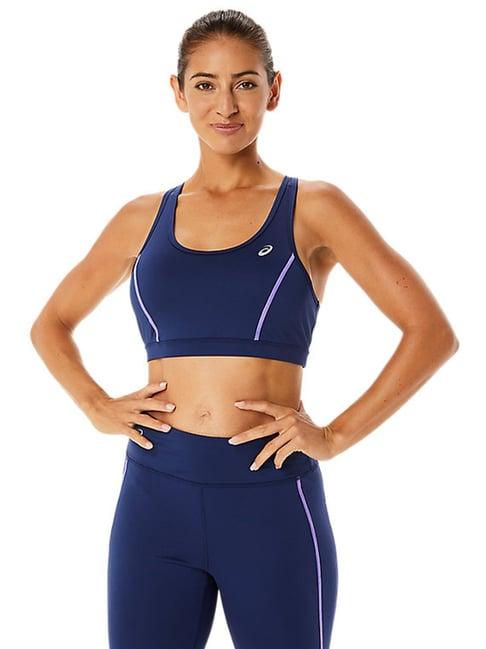 asics blue printed sports bra