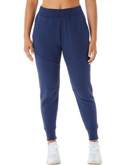 asics blue cotton mid rise track pants