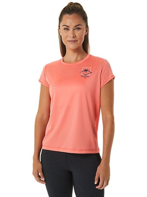 asics orange printed sports t-shirt