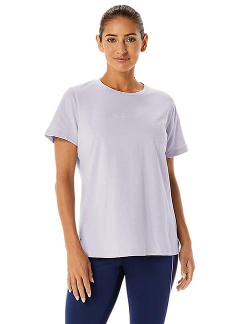 asics purple cotton regular fit sports t-shirt