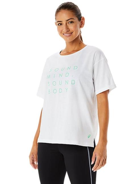 asics white cotton printed sports t-shirt