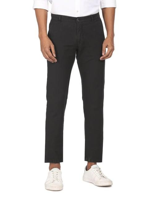 arrow sport black slim fit trousers