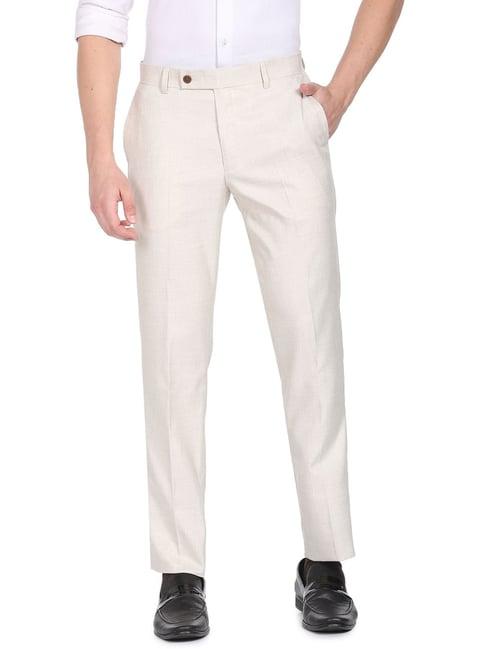 arrow white regular fit trousers