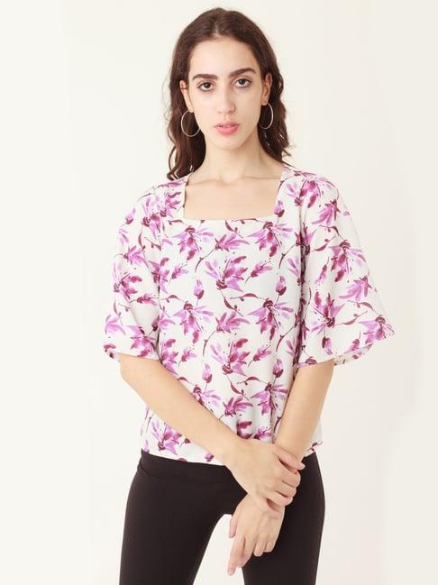 zink london white floral print top