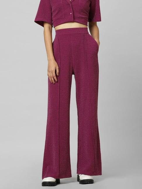 only wine textured high rise pants