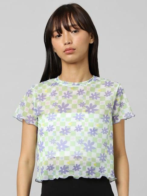 only multicolor cotton floral print top