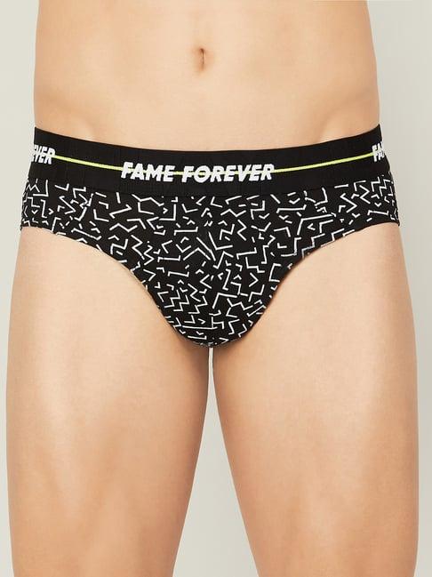 fame forever by lifestyle black cotton regular fit printed briefs