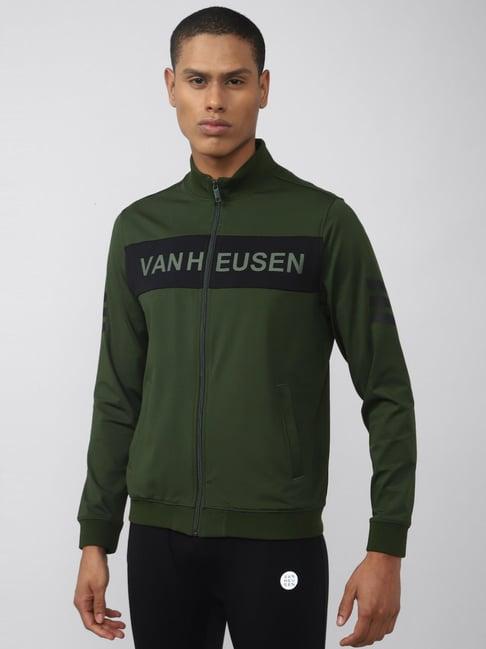 van heusen flex green regular fit printed jacket