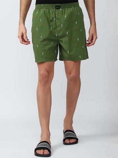 peter england green cotton regular fit printed boxers