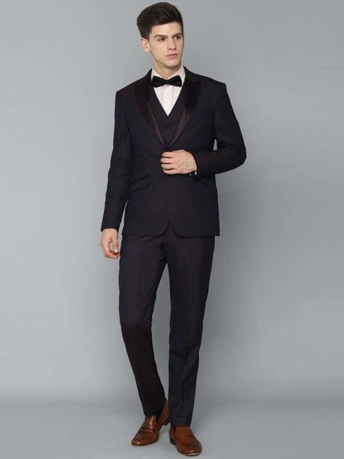 louis philippe gods & kings navy slim fit three piece suit