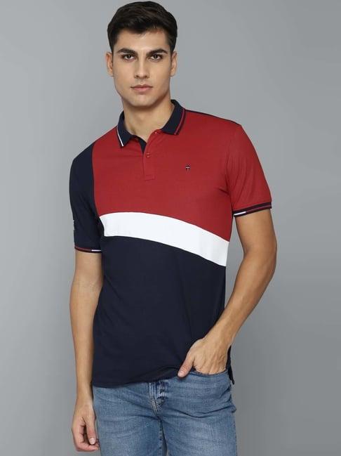 louis philippe sport multi cotton slim fit colour block polo t-shirt