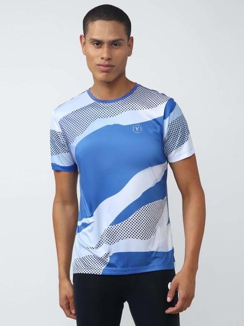 van heusen flex blue slim fit printed t-shirt