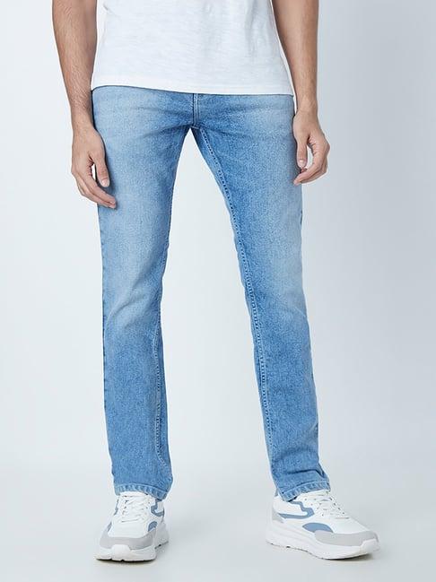 wes casuals by westside blue faded wash slim-fit jeans