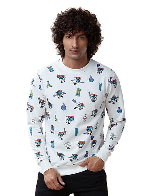 the souled store white regular fit dexter print sweatshirt