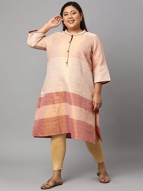 aurelia multicolored cotton woven pattern straight kurta