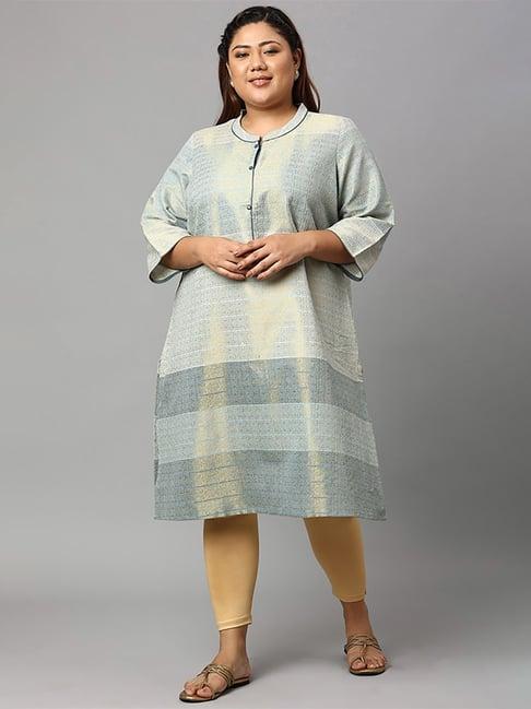 aurelia multicolored cotton woven pattern straight kurta