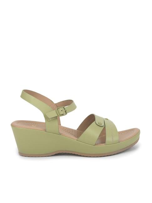 senorita by liberty women's green ankle strap wedges