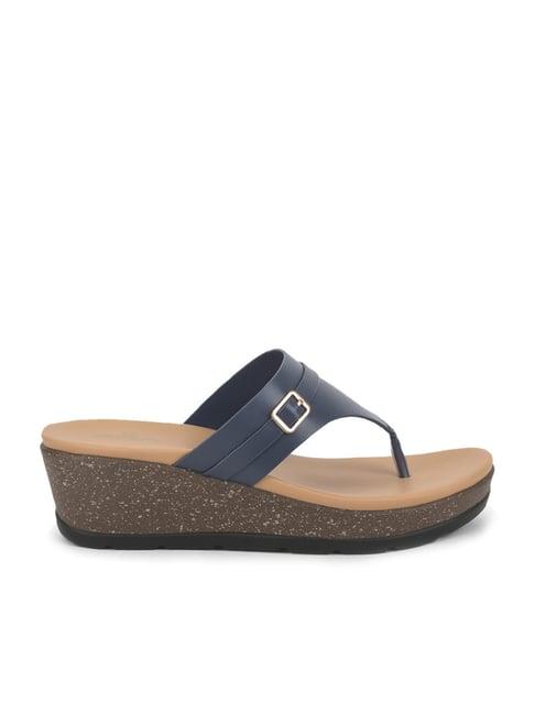 senorita by liberty women's blue thong wedges