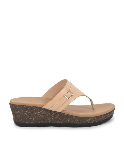 senorita by liberty women's beige thong wedges