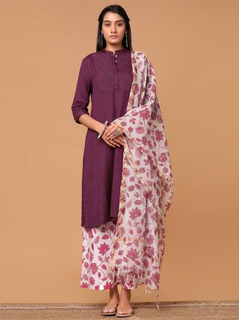 marigold lane purple printed dupatta