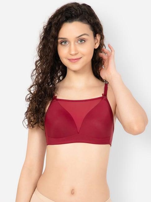 clovia maroon padded non-wired full figure cami-style maternity feeding nursing  bra