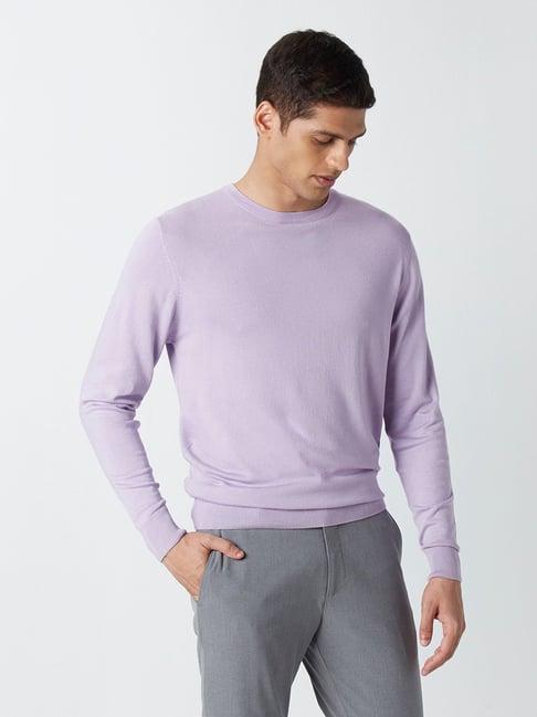 wes formals by westside lilac knitted slim-fit sweater