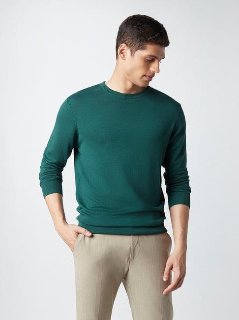 wes formals by westside green knitted slim-fit sweater