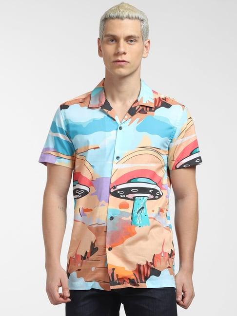 jack & jones multicolor regular fit printed shirt