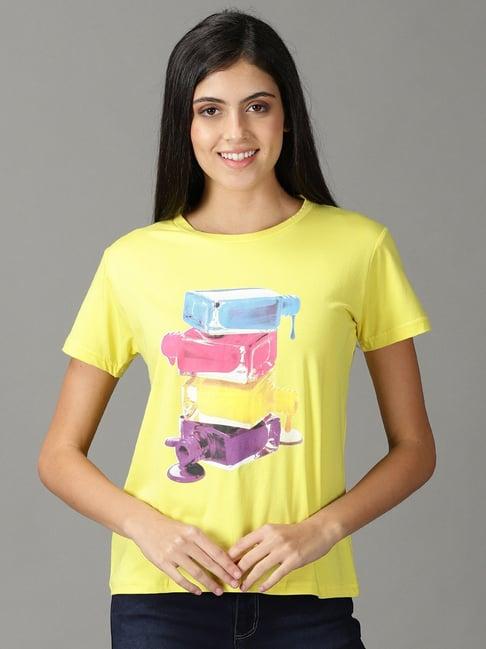 showoff yellow printed t-shirt