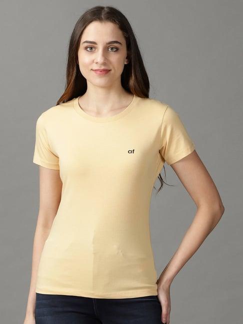 showoff beige regular fit t-shirt