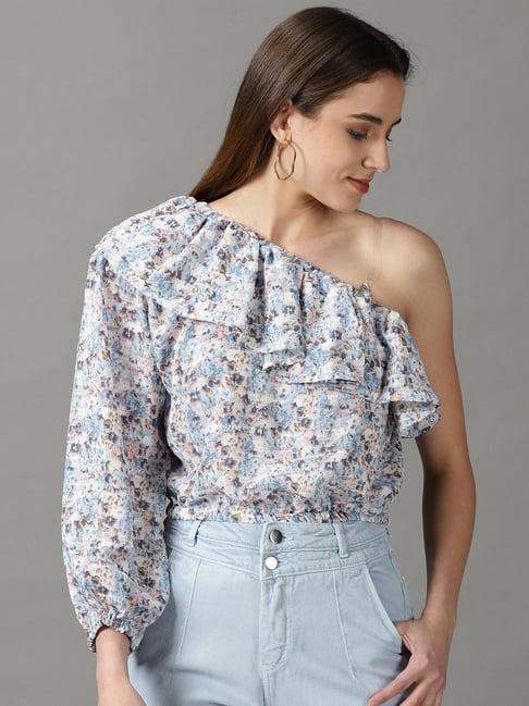 showoff blue floral print top