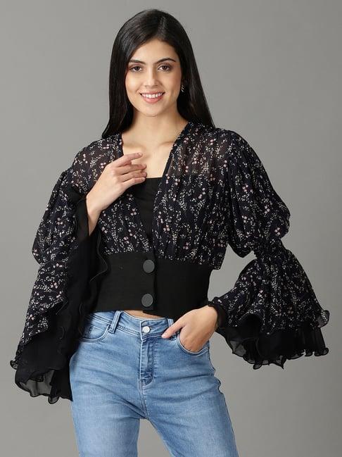 showoff navy floral print top