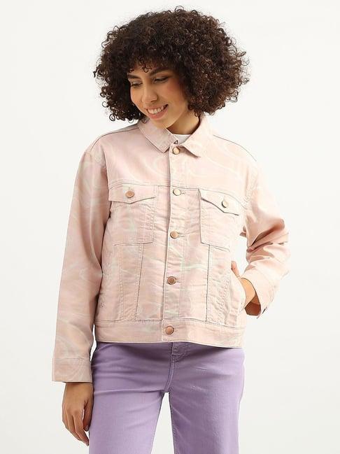 united colors of benetton pink printed jacket