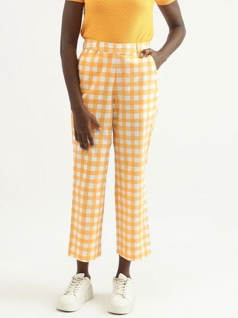 united colors of benetton orange cotton printed trousers