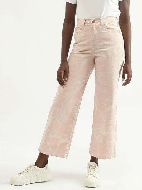 united colors of benetton pink printed trousers