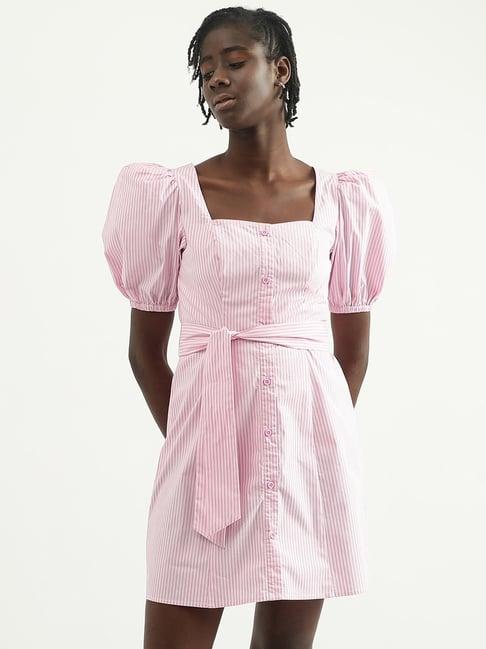 united colors of benetton pink printed a-line dress