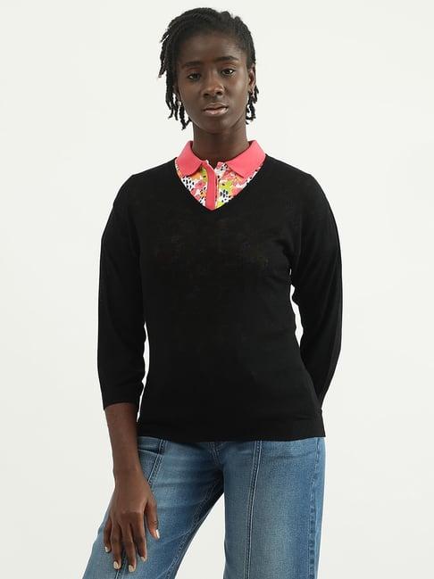 united colors of benetton black regular fit sweater