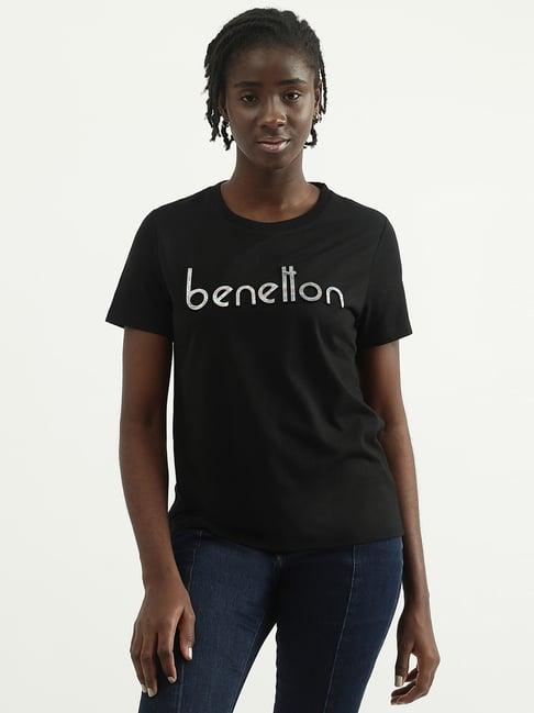 united colors of benetton black printed t-shirt