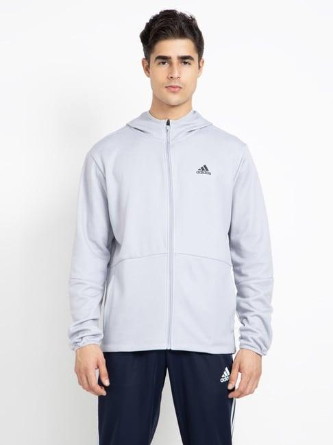 adidas grey regular fit sports hoodie