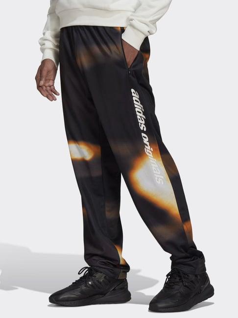 adidas originals black regular fit printed sports trackpants