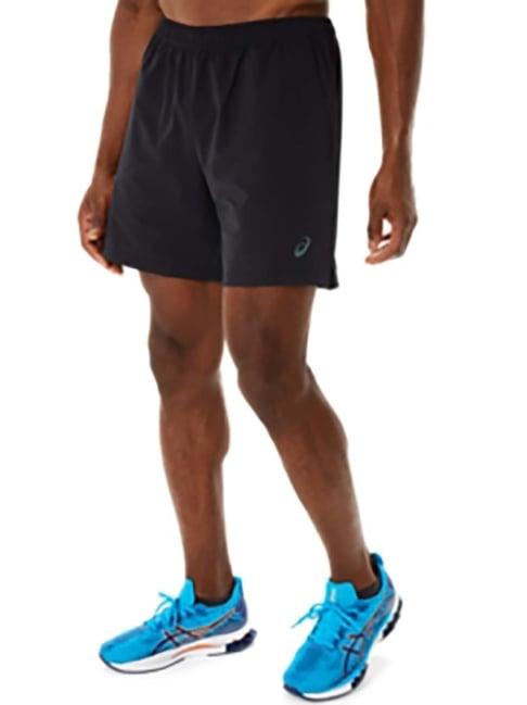 asics black regular fit sports shorts