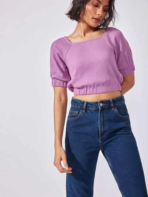 the label life purple crop top