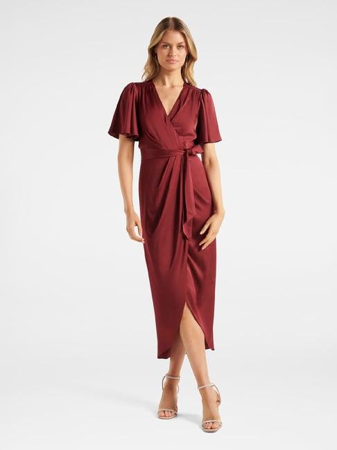 forever new dark red wrap dress