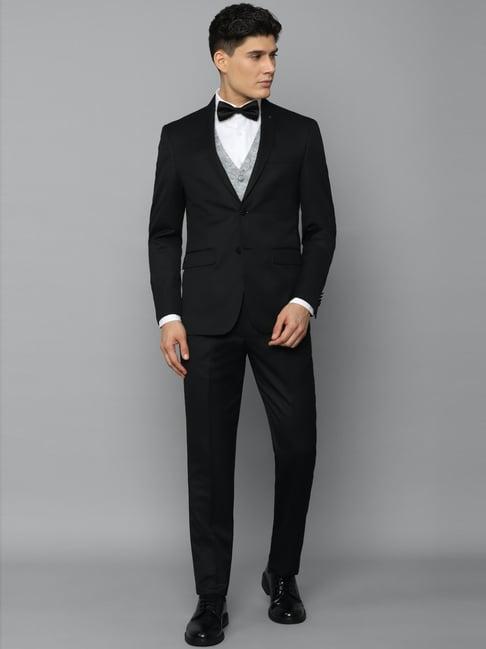 louis philippe black slim fit three piece suits